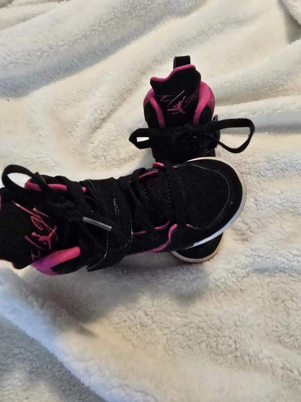 Jordan Kids' Black and Pink High-Top Sneakers